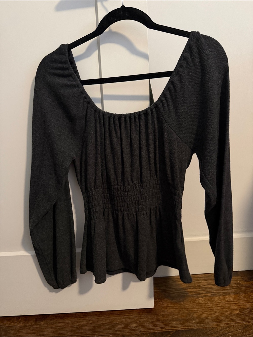 Madewell Dark Gray Long-Sleeve Peasant/peplum sweater top